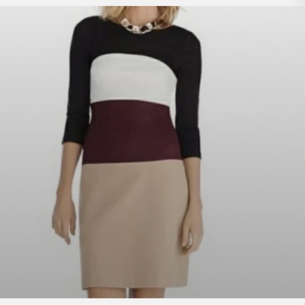 White House Black‎ Market Women's Size 4 Colorblock  Work wear Sheath Midi Dress